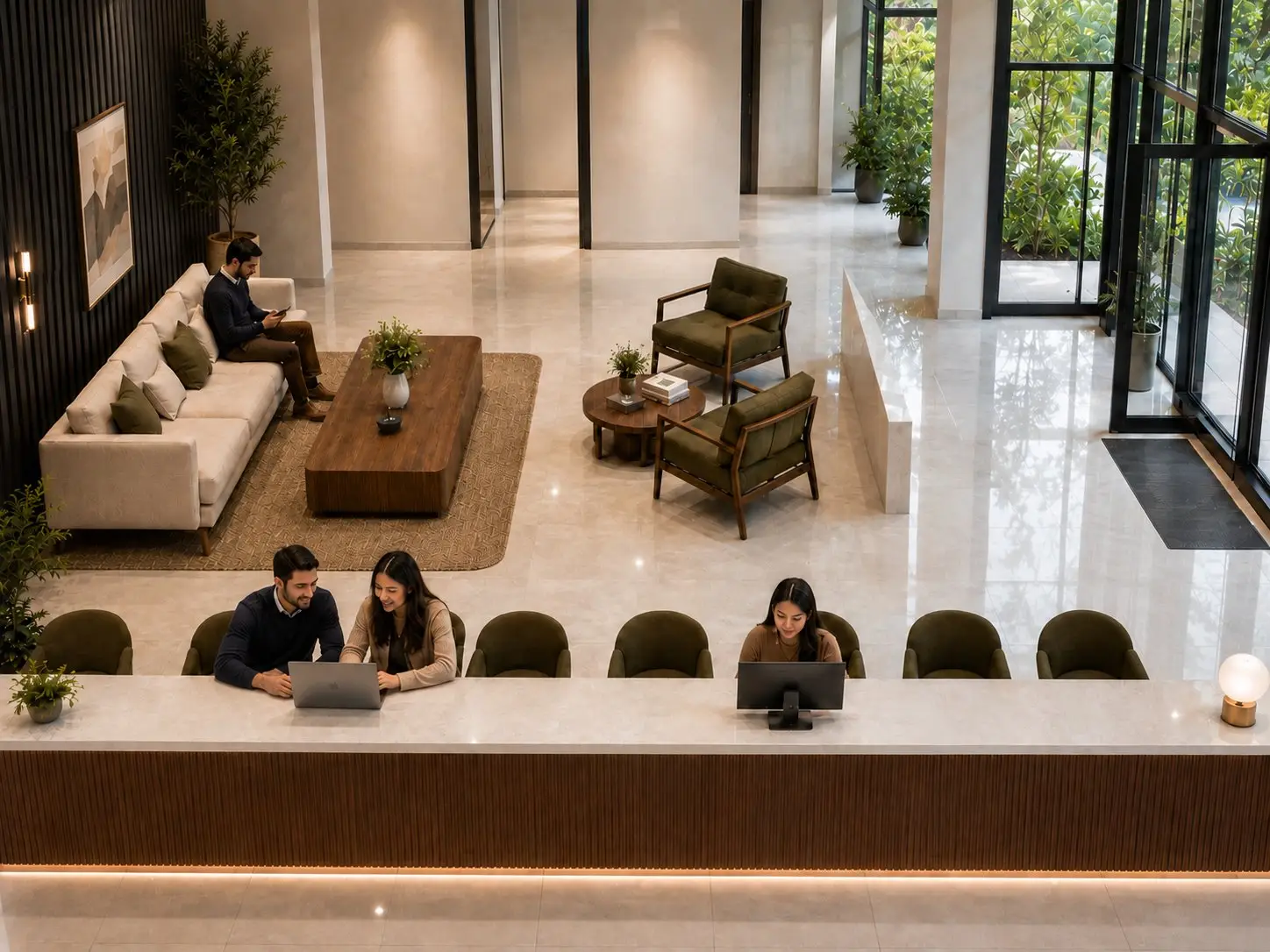 M//44 lobby lounge and workspace