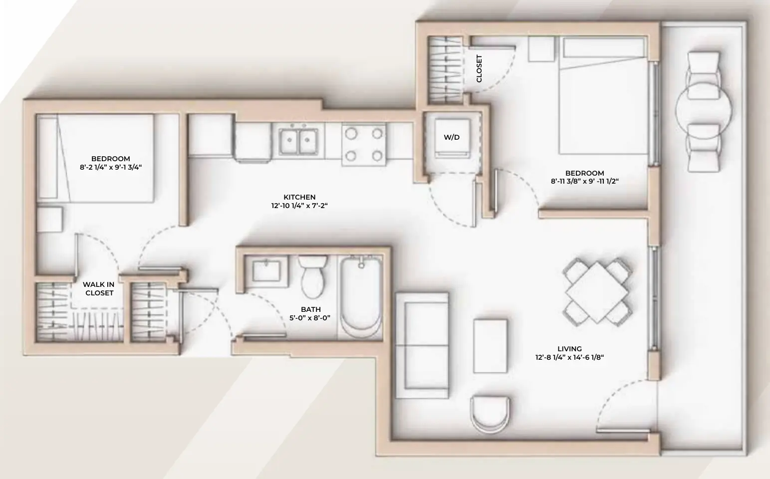 M//44 SHOULDICE floor plan - 662 sq ft, 1 Bedroom, 1 Bathroom